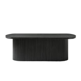Oval Modern Wood Coffee Center Table with Hidden Storage