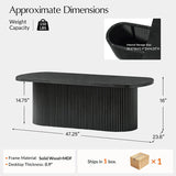 Oval Modern Wood Coffee Center Table with Hidden Storage