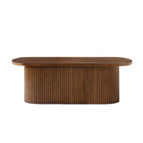 Oval Modern Wood Coffee Center Table with Hidden Storage