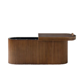 Oval Modern Wood Coffee Center Table with Hidden Storage