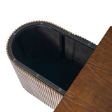 Oval Modern Wood Coffee Center Table with Hidden Storage