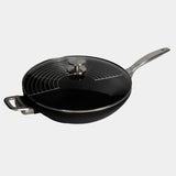 CXD Dual Ceramic Layer, Diamond Reinforced Nonstick  Wok with Lid and Rack - 12.5" (32 cm), 5.3 QT (5 L) | Made in Switzerland