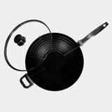 CXD Dual Ceramic Layer, Diamond Reinforced Nonstick  Wok with Lid and Rack - 12.5" (32 cm), 5.3 QT (5 L) | Made in Switzerland
