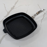 CXD Dual Ceramic Layer, Diamond Reinforced Nonstick Square Grill Pan - 11" x 11" (28 cm x 28 cm) | Made in Switzerland