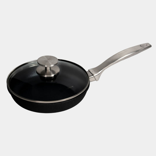 CXD Dual Ceramic Layer, Diamond Reinforced Nonstick Fry Pan with Glass Lid | Made in Switzerland
