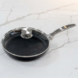 CXD Dual Ceramic Layer, Diamond Reinforced Nonstick Fry Pan with Glass Lid | Made in Switzerland