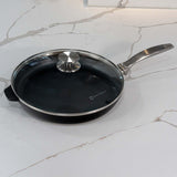 CXD Dual Ceramic Layer, Diamond Reinforced Nonstick Fry Pan with Glass Lid | Made in Switzerland
