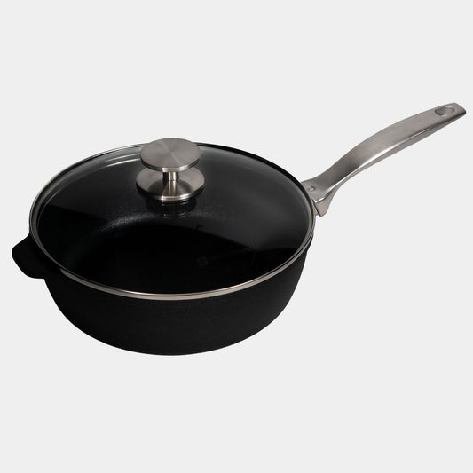 CXD Dual Ceramic Layer, Diamond Reinforced Nonstick Saute Pan with Glass Lid | Made in Switzerland
