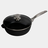 CXD Dual Ceramic Layer, Diamond Reinforced Nonstick Saute Pan with Glass Lid | Made in Switzerland