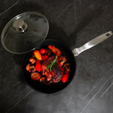 CXD Dual Ceramic Layer, Diamond Reinforced Nonstick Saute Pan with Glass Lid | Made in Switzerland