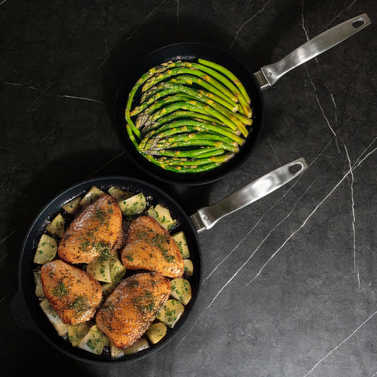 CXD Dual Ceramic Layer, Diamond Reinforced Nonstick 2-Piece Fry Pan Set (9.5" & 11") | Made in Switzerland