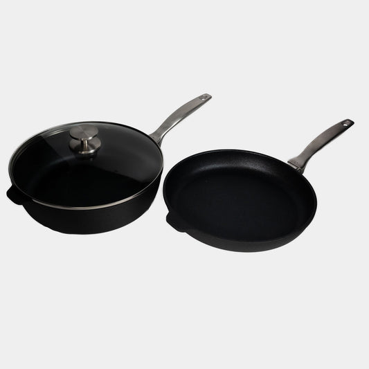 CXDDual Ceramic Layer, Diamond Reinforced Nonstick 3 Piece Set - 11" Fry and Saute Pan | Made in Switzerland