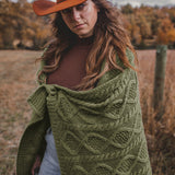 Cable Knit Soft Wool Throw Blanket