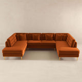 Brooke Orange Velvet U Shape Corner Sofa