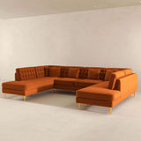 Brooke Orange Velvet U Shape Corner Sofa