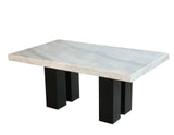 Camila Marble Dining Group (Table & 4 Blue Velvet Side Chairs) Black and Silver Side Chairs Can Be Added Optionally
