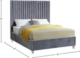 Candace Acrylic Contemporary Bed - Elegant Velvet Design with Deep Tufting & Sturdy Wood Frame