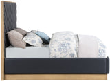 Casa Luxurious Vegan Leather King Bed with Chevron Tufting and Natural Finish for Modern Elegance