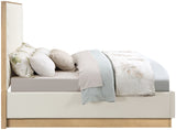 Casa Luxurious Vegan Leather King Bed with Chevron Tufting and Natural Finish for Modern Elegance