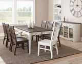 Cayla 64-80 inch Table w/16" Leaf Dark Oak& White