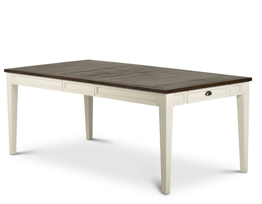 Cayla 64-80 inch Table w/16" Leaf Dark Oak& White