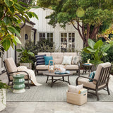 Chamber 5 Seat Patio Conversation Sofa Sets With Sunbrella® Cushions and Side Table