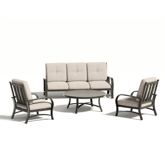 Chamber Aluminum Outdoor Sofa and 2 Chairs with Round Coffee Table