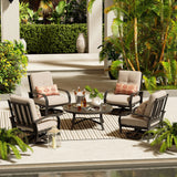 Chamber 4-Person Patio Swivel Chair Sets With Round Coffee Table