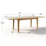 Chandler 63"-95" Large Wood Rectangular Extendable Dining Table