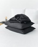 Charcoal windowpane linen sheet set (4 pcs)