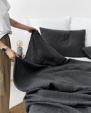 Charcoal windowpane linen sheet set