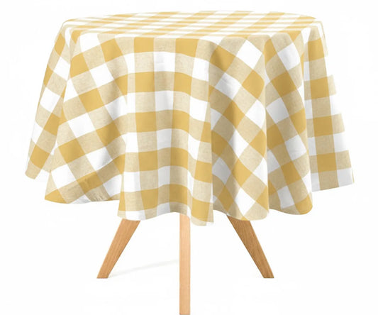 Pale Yellow Tablecloth - Plaid Tablecover