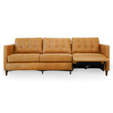 Christopher Tan Leather Electric Inclining Sofa - Right Facing