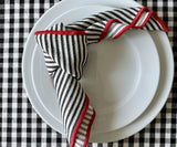 Black Striped Napkins with Red edges