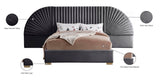 Cleo Luxurious Velvet Bed with Elegant Channel-Tufted Headboard and Chic Gold Steel Legs