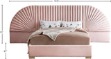 Cleo Luxurious Velvet Bed with Elegant Channel-Tufted Headboard and Chic Gold Steel Legs