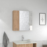 Tuhome Sines Mirror Medicine Cabinet with Double Door, Four Interior Shelves, Humidity-Resistant Bathroom Storage, Wall Mounted Organizer for Toiletries, Essentials and Daily Use Items in Compact Minimalist Design