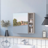Oman Medicine Cabinet with Mirrored Single Door, Three Interior Shelves, Dual External Display Shelves and Spacious Top Surface for Organized Bathroom Storage, Daily Essentials Access