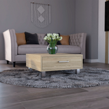 TUHOME Modern Coffee Table with Single Storage Drawer and Four Stable Legs Offering Practical Organization, Contemporary Design, Functional Superior Top Surface and Durable Engineered Wood Construction for Living Room Spaces