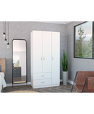 Tuhome Austral Three-Door Armoire with Double Door Hanging Cabinet, Full-Height Shelving Section, Two Spacious Storage Drawers, Modern Multi-Compartment Wardrobe for Organized Bedrooms and Versatile Home Storage