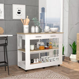 Cala Kitchen Island 46,  Six Casters, Two Drawers, Lower Open Shelf