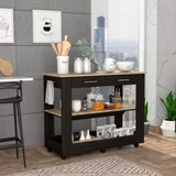 Cala Kitchen Island 46,  Six Casters, Two Drawers, Lower Open Shelf
