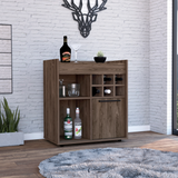 Lyon Bar Cabinet, Six Cubbies, Cabinet With Divisions, Two Concealed Shelves
