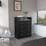 Sanna Four Drawer Dresser,  One Open Shelf