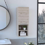 Mila Bathroom Cabinet with Single-Door Compartment, Two Interior Shelves, Dual External Open Shelves and Space-Saving Wall Design for Organized Storage, Daily Essentials Access and Modern Bathroom Convenience