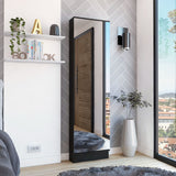 Leto XL Shoe Rack with Full-Length Mirror, Five Interior Shelves, Single-Door Cabinet and Space-Saving Vertical Design for Organizing Multiple Shoe Pairs and Enhancing Entryway or Bedroom Storage Convenience