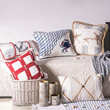 Linen Eyelet Decorative Throw Pillow w/ Rope