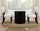 Colvin 5-Piece 52" Round White Marble Dining Set, Black Finish