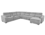Conroe Dual-Power 7-Piece Reclining Sectional with Chaise, Gray
