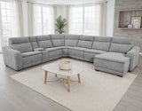 Conroe Dual-Power 7-Piece Reclining Sectional with Chaise, Gray